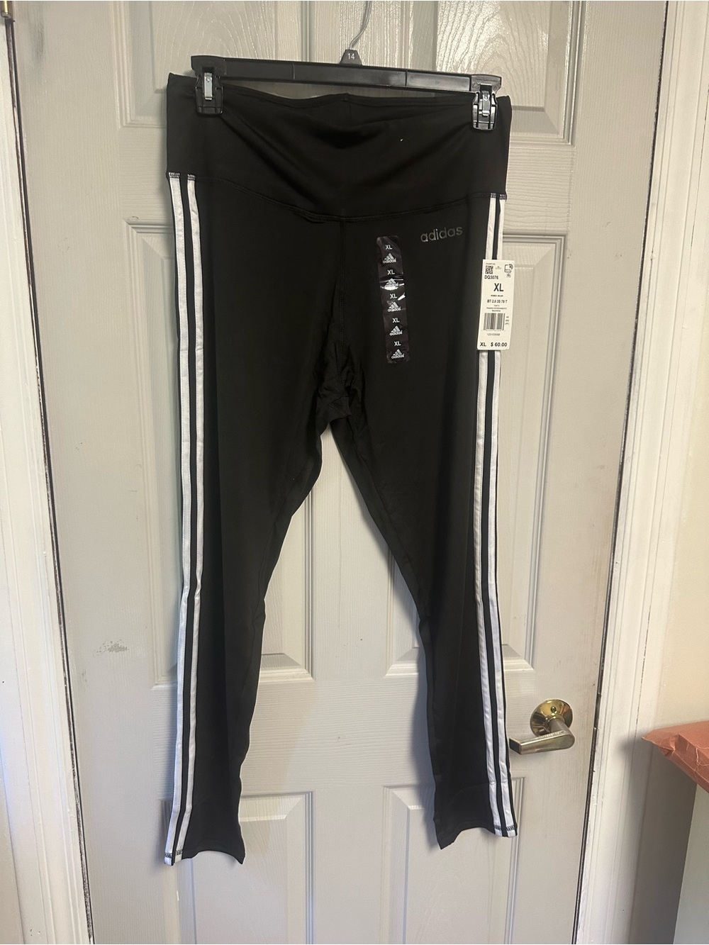 adidas women’s  Black Leggings with Signature Three Stripes XL
